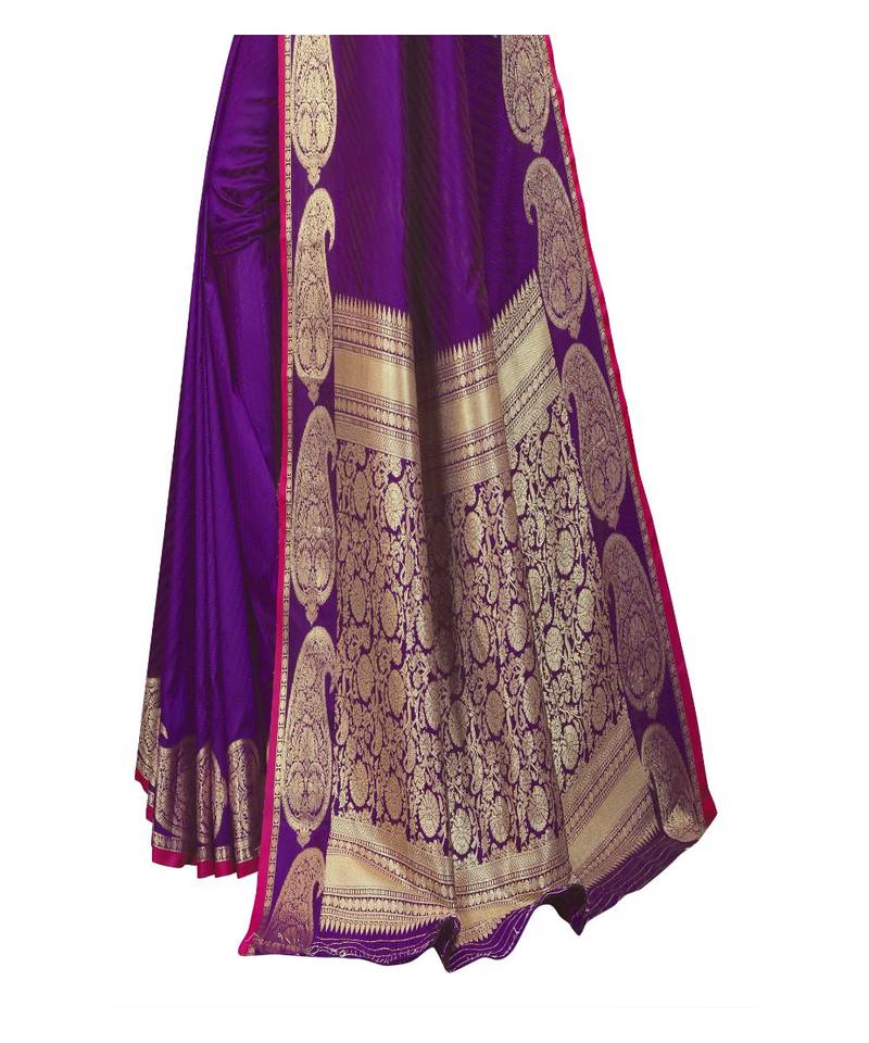 Purple Jari Border Pure Silk Saree With Blouse