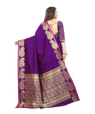 Purple Jari Border Pure Silk Saree With Blouse 4