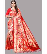 Red Paithani Pure Silk Saree With Blouse