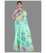 Green Lace Border Organza Saree With Blouse