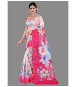 Pink Lace Border Organza Saree With Blouse
