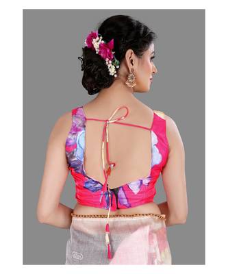 Pink Lace Border Organza Saree With Blouse 4