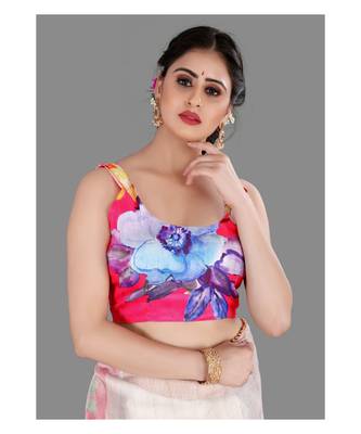 Pink Lace Border Organza Saree With Blouse 5