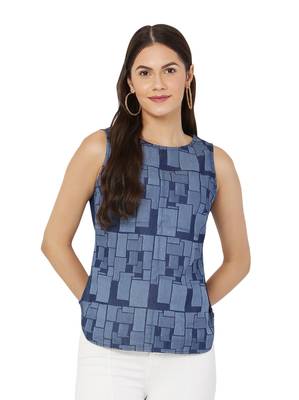 Navy-blue printed denim tunics 1