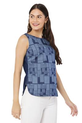 Navy-blue printed denim tunics 3
