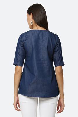 Navy-blue embroidered denim tunics 2