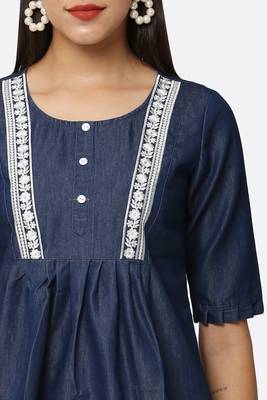 Navy-blue embroidered denim tunics 5