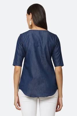 Navy-blue embroidered denim tunics 2
