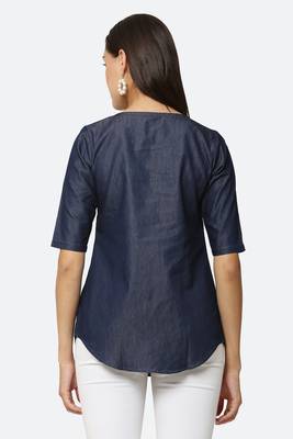 Navy-blue embroidered denim tunics 2