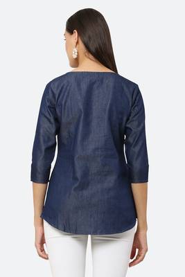 Navy-blue embroidered denim tunics 2