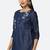 Navy-blue embroidered denim tunics