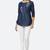 Navy-blue embroidered denim tunics