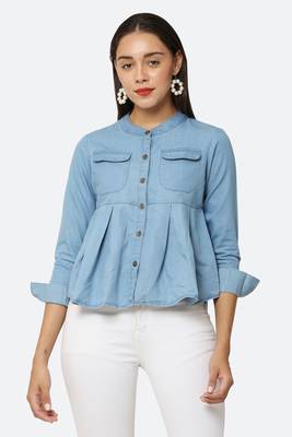 Blue plain denim tunics 1