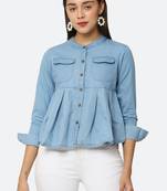 Blue plain denim tunics