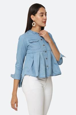 Blue plain denim tunics 3