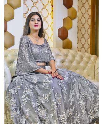 Sequin lehenga with contemporary fit with blend of ethnicity 2