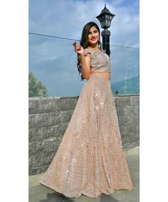 Sparkling lehenga with handwork off shoulder blouse 3