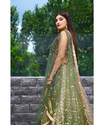 Designer embroidered ethnic green lehenga 2