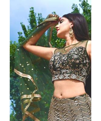 Designer embroidered ethnic green lehenga 3