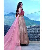 Gorgeous shades of pink antique lehenga