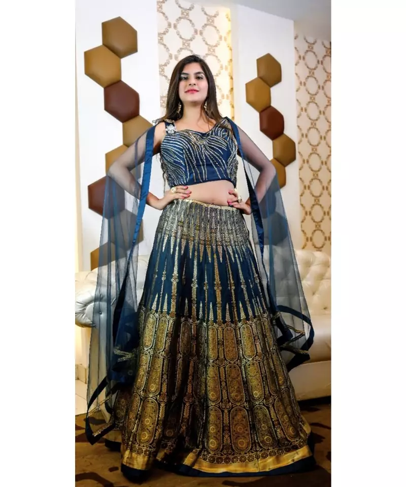 Banarasi lehenga with embroidered deisgner blouse