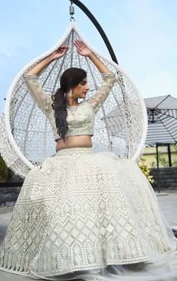 Beautiful embroidered pastel green lehenga 1