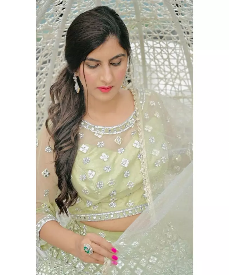 Beautiful embroidered pastel green lehenga