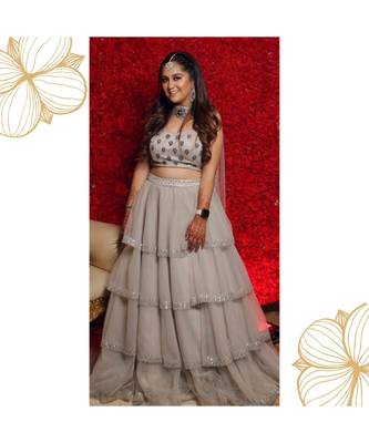 Designer grey layered lehenga with stylish blouse 1