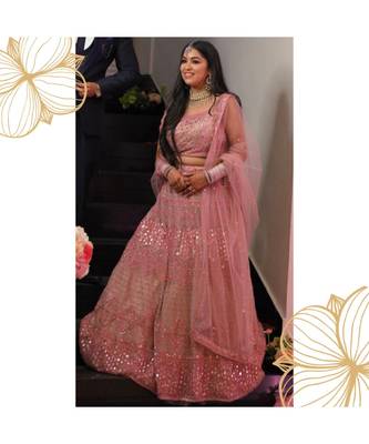 Mirror work pink lehenga 1