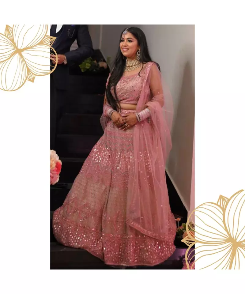Mirror work pink lehenga