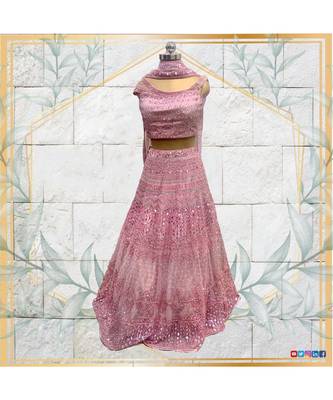 Mirror work pink lehenga 3