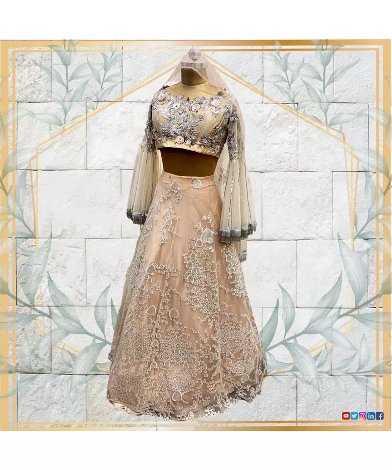 Gorgeous embroidered off shoulder designer lehenga