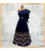 Designer one shoulder crop top with sequin lehenga