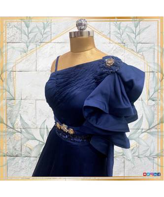 Designer one shoulder crop top with sequin lehenga 2