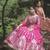 Premium leather work embroidered fushsia pink lehenga