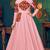 Pink embroidered georgette EVENING LONG GOWN
