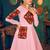 Pink embroidered georgette EVENING LONG GOWN
