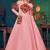 Pink embroidered georgette EVENING LONG GOWN