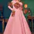 Pink embroidered georgette EVENING LONG GOWN