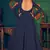Blue embroidered georgette EVENING LONG GOWN