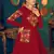 Red embroidered georgette EVENING LONG GOWN