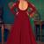Red embroidered georgette EVENING LONG GOWN