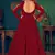 Red embroidered georgette EVENING LONG GOWN