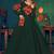 Green embroidered georgette EVENING LONG GOWN