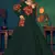 Green embroidered georgette EVENING LONG GOWN