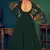 Green embroidered georgette EVENING LONG GOWN