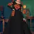 Black embroidered georgette EVENING LONG GOWN