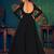 Black embroidered georgette EVENING LONG GOWN