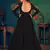 Black embroidered georgette EVENING LONG GOWN
