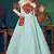 Sky-blue embroidered georgette EVENING LONG GOWN